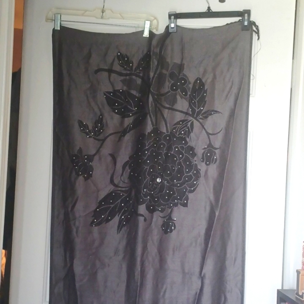 Black and Dark Gray women's scarf/shawl with rhinestones